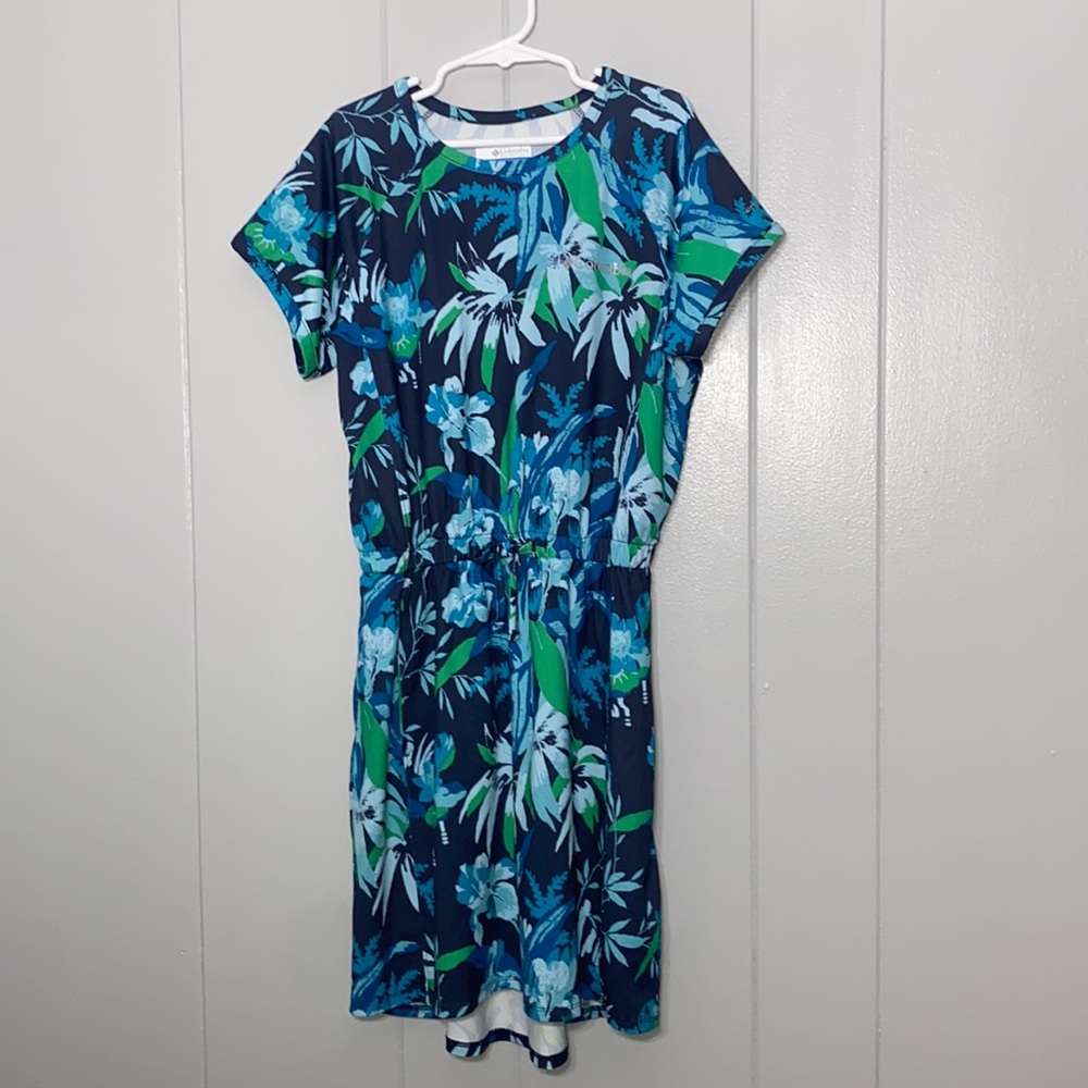 Columbia Girl’s Short Sleeve Lightweight Tropical Floral Outdoors Dress M 10/12